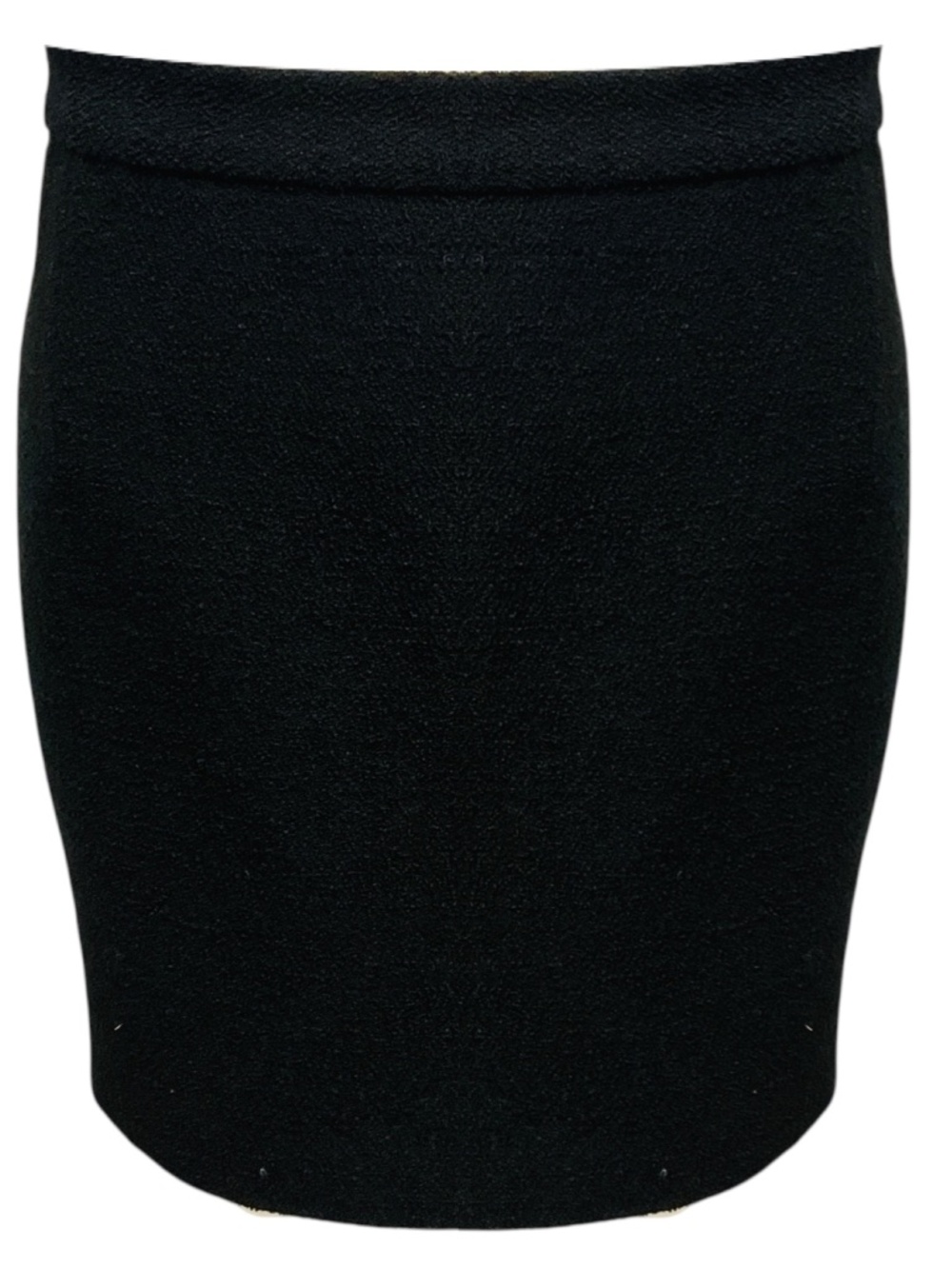 Alessandra Rich Black Wool Tweed Mini Skirt